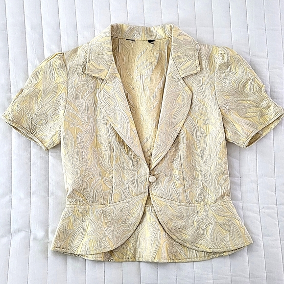 Jacquard Floral Single Button Blazer Jacket Vintage #SALE - Picture 5 of 8